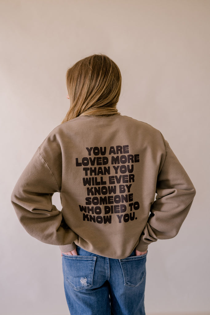 Jesus Loves You Pullover - Mocha