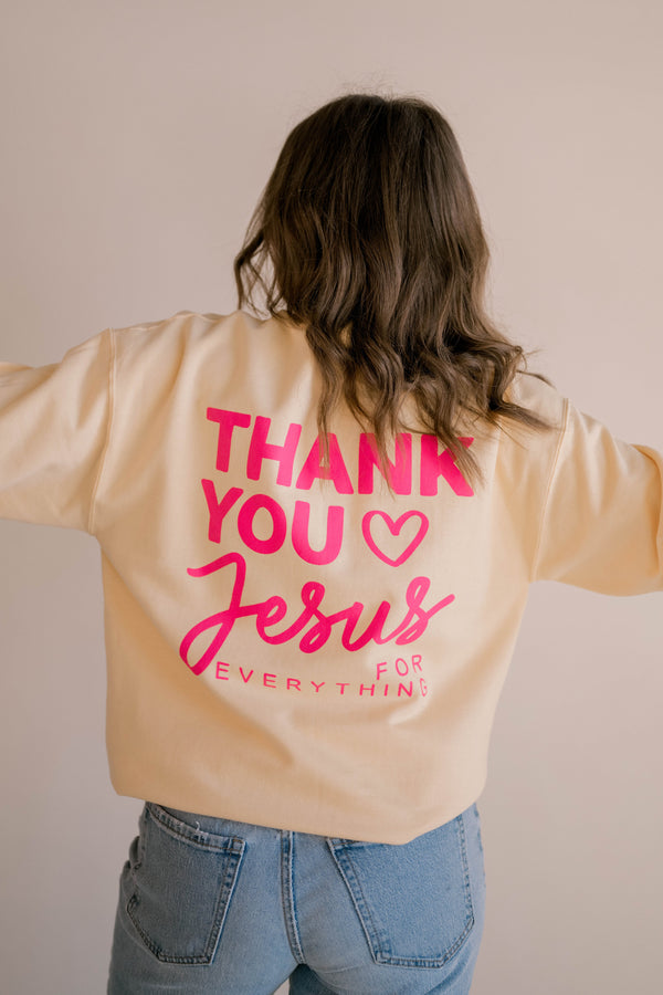 Thank you Jesus Pullover -Yellow