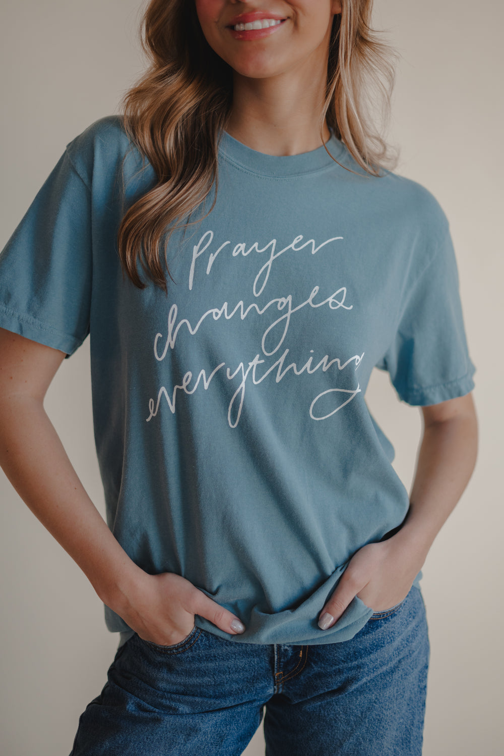 Prayer Changes Everything Tee - Ice Blue