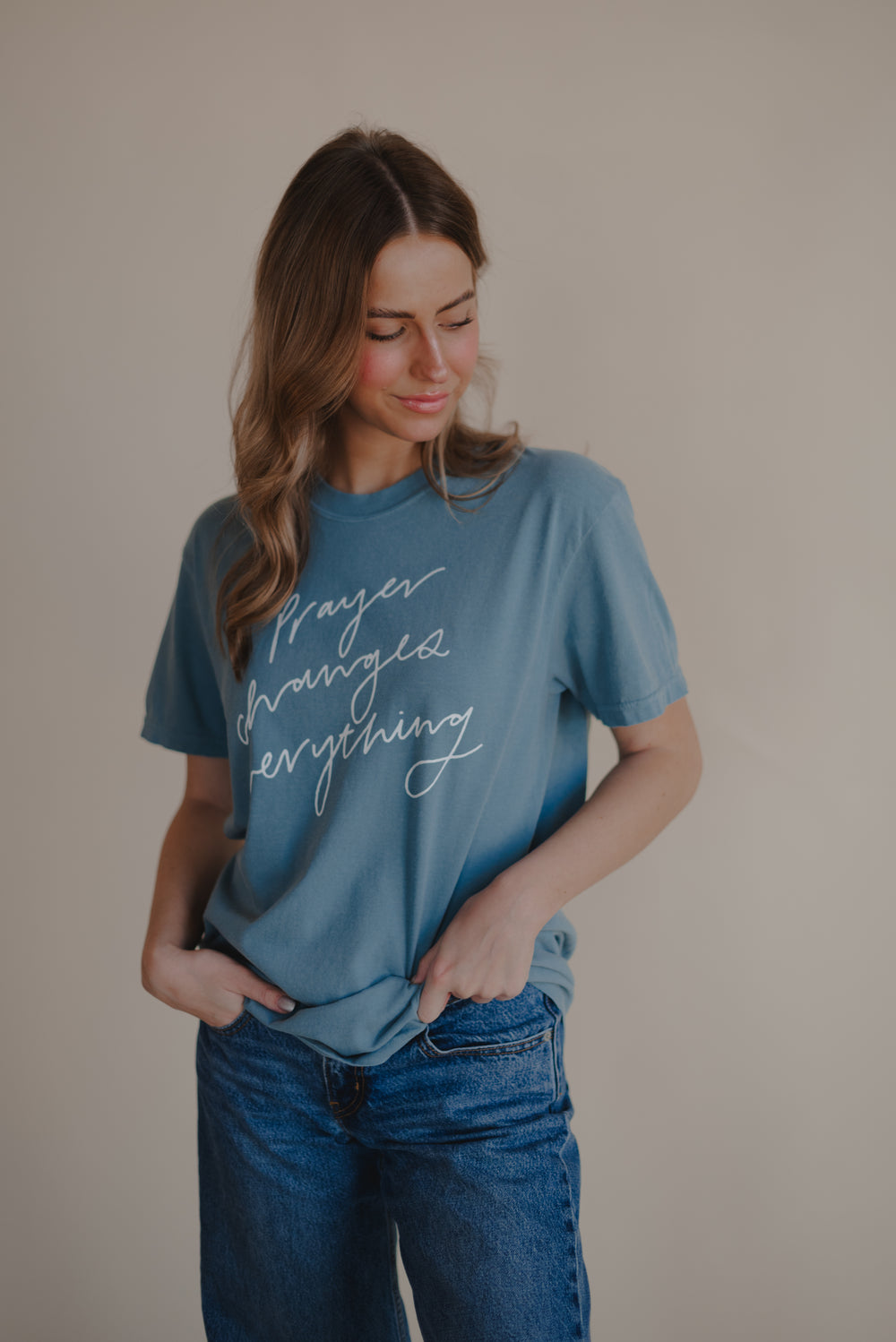 Prayer Changes Everything Tee - Ice Blue