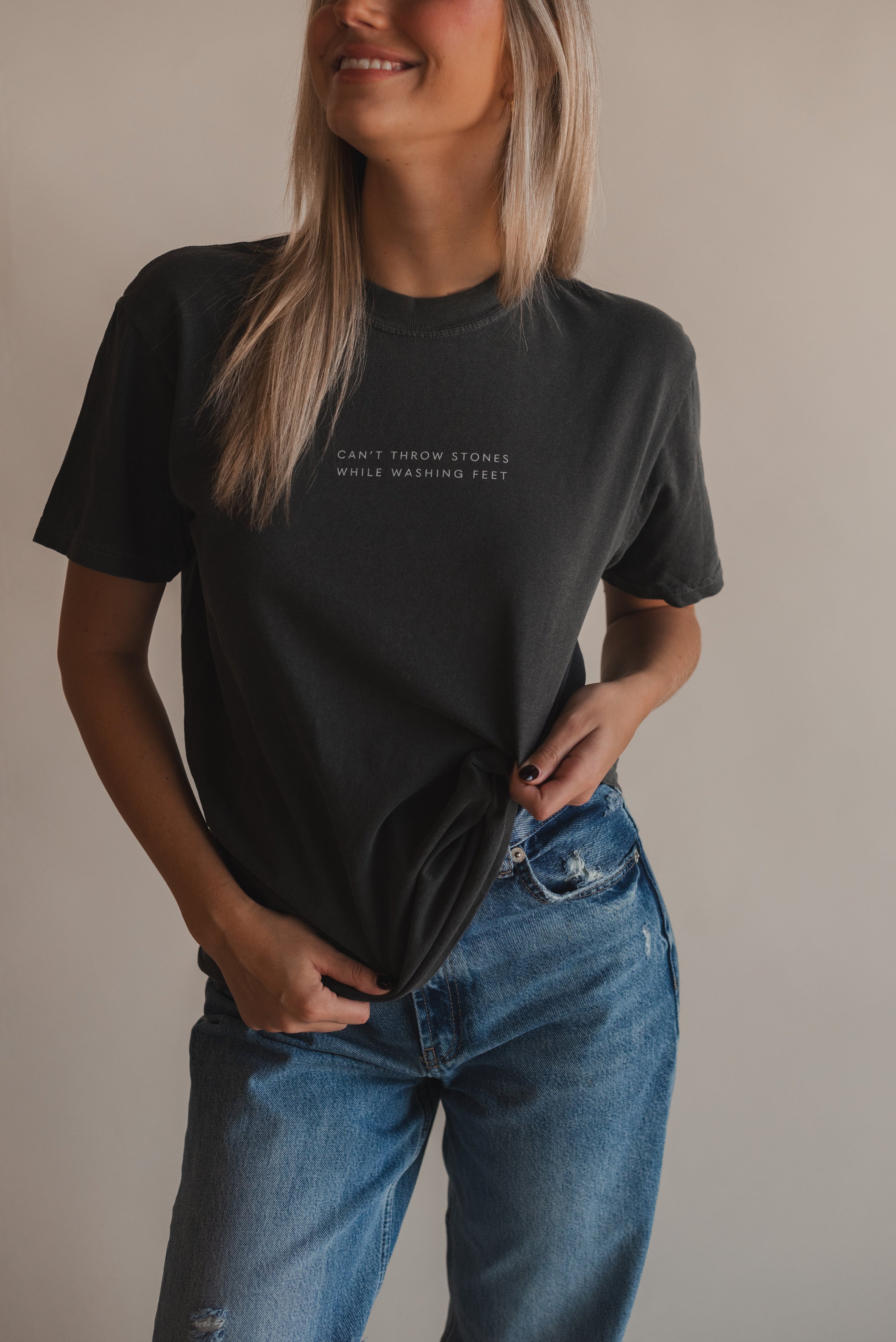 Can't Throw Stones Tee- Charcoal