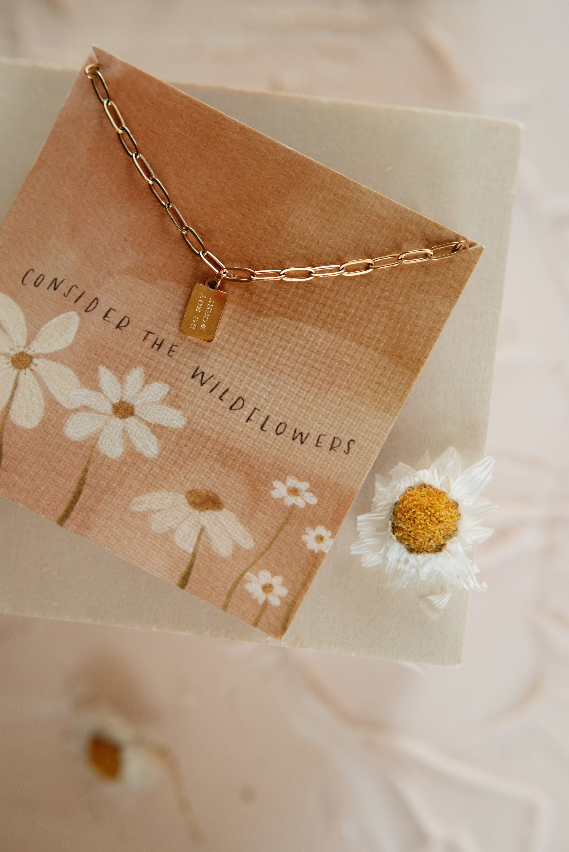 Dear Heart Women's 14kt Gold Plated 'Do Not Worry' Tag Necklace with Bible Verse Reference